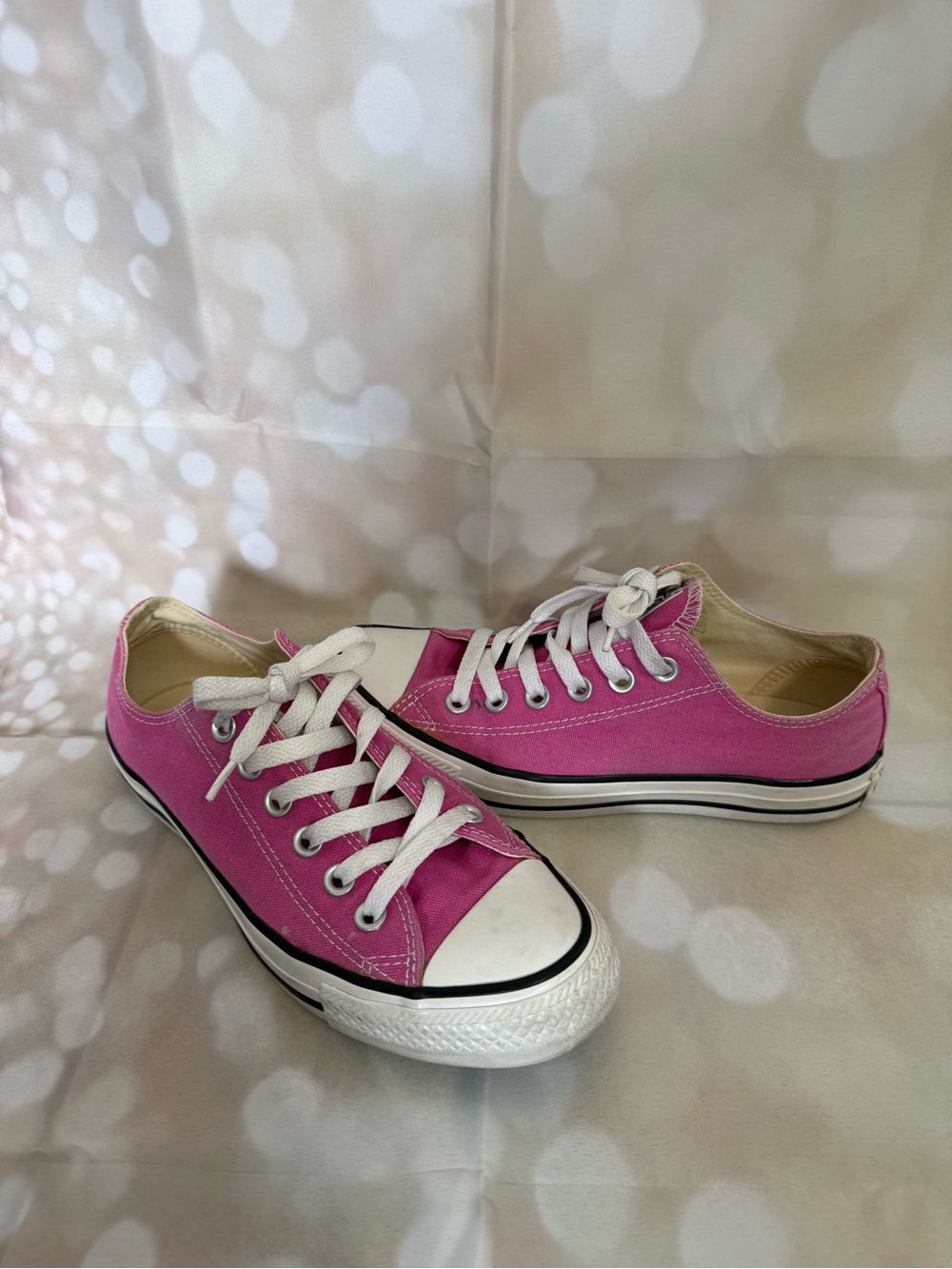 Bright Pink Low-Top Converse Sneakers with White Accents